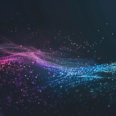 Abstract Wave of Particles with Pink and Blue Gradient on Dark Background. Generated by AI