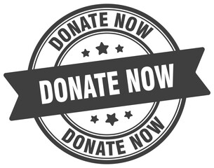 Fototapeta premium donate now stamp. donate now label on transparent background. round sign