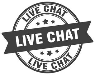 live chat stamp. live chat label on transparent background. round sign