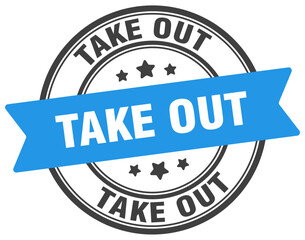 Fototapeta premium take out stamp. take out label on transparent background. round sign