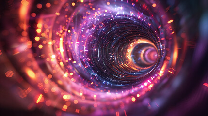 Obraz premium Vibrant Abstract Technology Tunnel with Bright Pink and Blue Lights