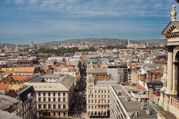 Fototapeta premium Skyline of the beautiful city of Budapest, Hungary from a rooftop building landmark