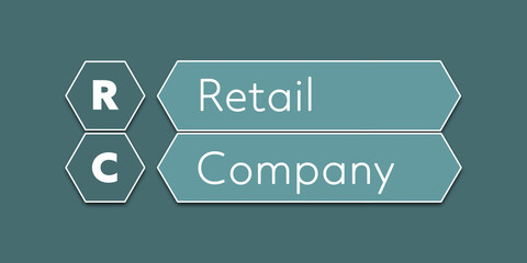 RC Retail Company An Acronym Abbreviation of a financial term. Illustration isolated on cyan blue green background