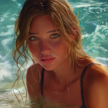 Un acercamiento al lindo rostro de una chica hermosa, con la piel besada por el sol