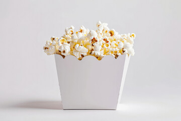white box full of popcorn on white background