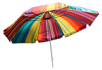 Colorful beach umbrella isolated on transparent background