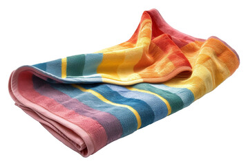 Colorful striped beach towel isolated on transparent background