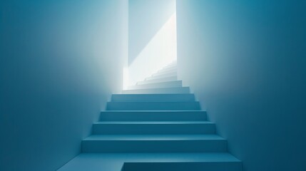 Obraz premium stairway of hope ascending towards light, symbolizing progress, ambition, and upward journey to success