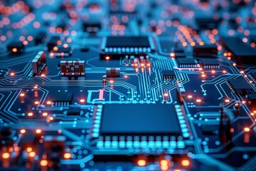 Obraz premium a close-up of a computer circuit board