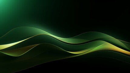 Fototapeta premium Curve golden line on dark green shade background. Luxury realistic concept. 3d paper cut style. Vector illustration for design.