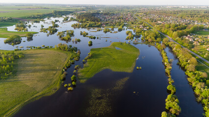 The River Overflowed from the Bank. Nevezis, Kedainiai District