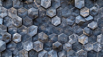 A series of repeating hexagons and polygons that replicate the geometric patterns often seen in minerals and gemstones..