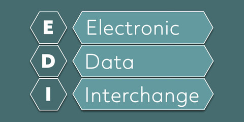 EDI Electronic Data Interchange. An Acronym Abbreviation of a financial term. Illustration isolated on cyan blue green background