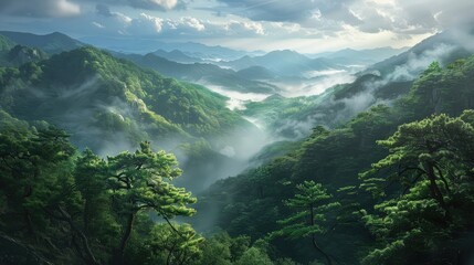 Summer mountain forest in south korea