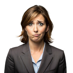 Confused Businesswoman Making a Puzzled Expression Against a Transparent Background