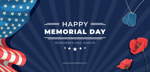 Flat memorial day horizontal banner template