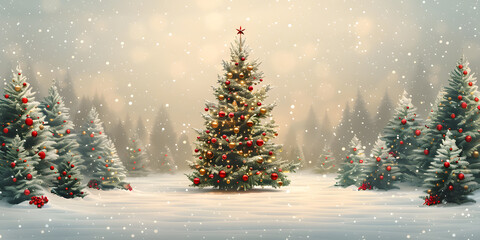 Serenity at Christmas - Minimalist Tree Illustration