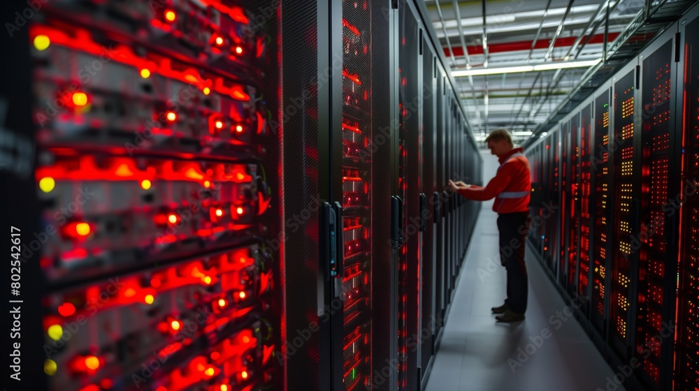 Aufkleber The data center server room employs an experienced technical specialist who has deep knowledge in the field of server technologies and is able to solve technical problems quickly and efficiently. High