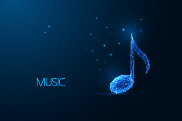 Abstract musical note symbol on dark blue background Ceativity, innovation, in music creation