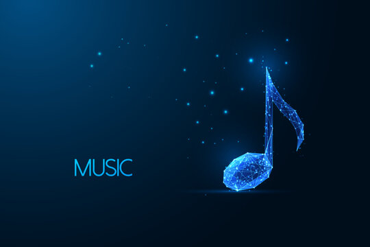 Abstract musical note symbol on dark blue background Ceativity, innovation, in music creation