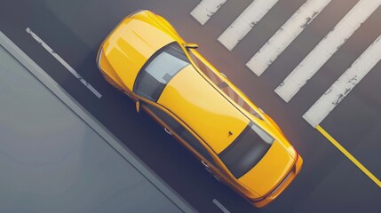 Taxi car top down view. For taxi service app, transport company ad, infographics