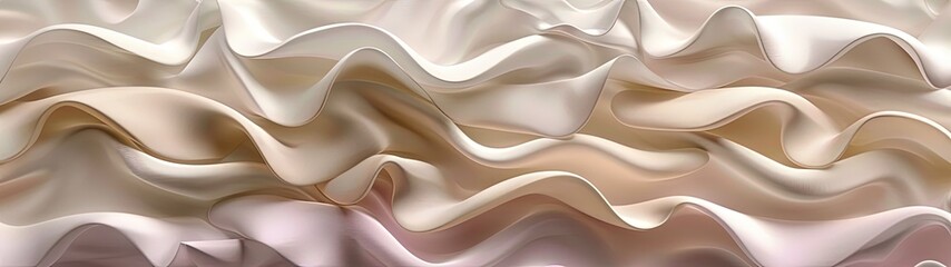 Beige silk or satin wavy abstract background with blank space for text.