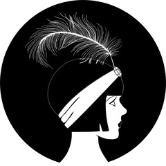 Flapper silhouette in a black circle