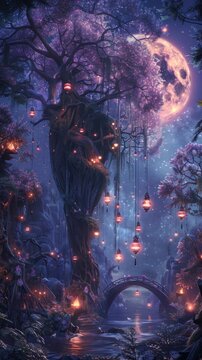 Nebula Nectar harvest under the glow of Lunar Lanterns