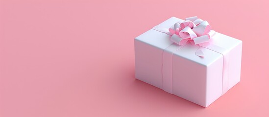 A white gift box on a soft pink background, conveying a minimal Christmas concept.