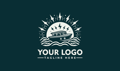 electric boat logo vector design boat logo template design
