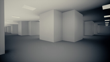 alone in the backrooms liminal space 3d render