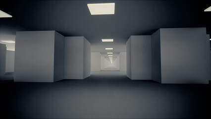 alone in the backrooms liminal space 3d render