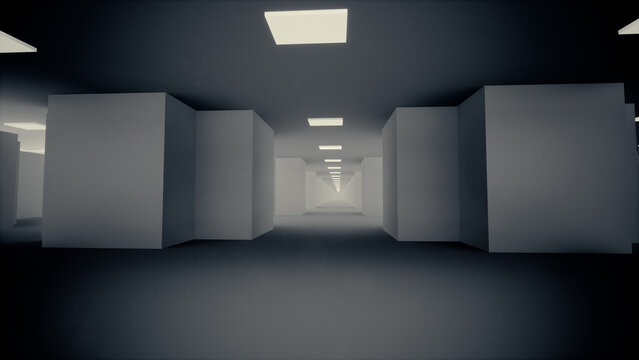 alone in the backrooms liminal space 3d render