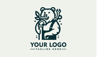 Bear Plumbing Vector Logo Design vector polar bear logo