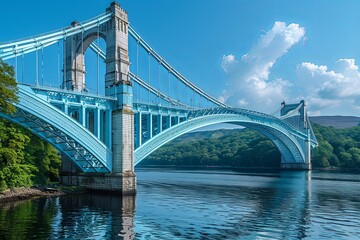 Fototapeta premium Monumental Bridge: Architectural Prowess Uniting Distant Lands