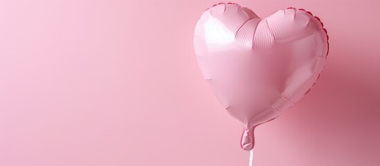 Heart-shaped pink balloon floating on a pink background, representing a simple concept.