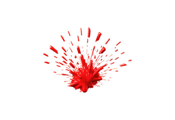3d Red paint explosion, without background