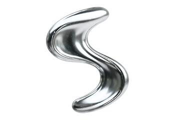 3d Rendering wave chrome metallic band. Flowing abstract metal shape