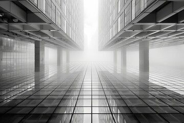 Skeletal Structure Elevation: Towering Skyscraper with Exposed Beams and Joints
