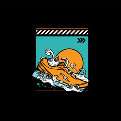 vector illustration design of shoes with a dust effect suitable for stickers and printing