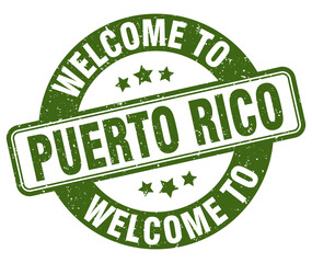 Welcome to Puerto Rico stamp. Puerto Rico round sign