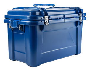 Large blue heavy-duty cooler box isolated on transparent background