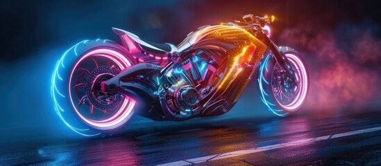 Colorful D of a Chopper in a Copy Space with Vibrant Lighting