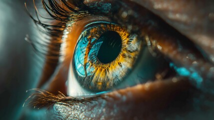 close up view of a eye.Striking AI-generated close-up of an eye, perfect for themes of vision, perception, and technology
