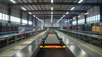 Colorful Lighting in D Rendered Sorting Machine A Modern Approach to Industrial Automation