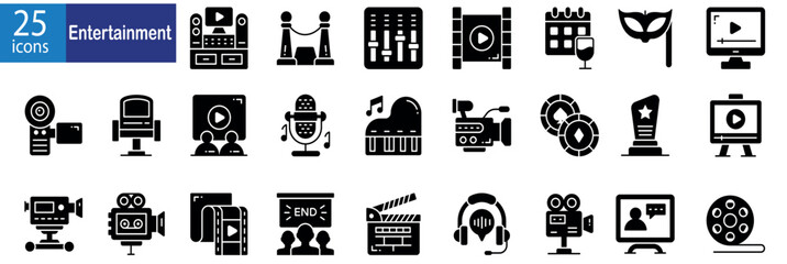 Entertainment icon set.  Entertainment and Lifestyle icons collection. Vector illustration