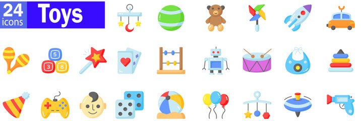 Toys icon set. children toys ions collection, vector illustration