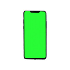 Smartphone with green screen isolated on transparent background