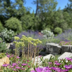 Flowerbed with european stonecrop, petrosedum ochroleucum