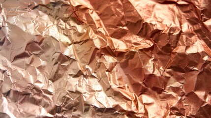 Crinkled metallic foil in shades of copper and bronze adds a touch of glamour.